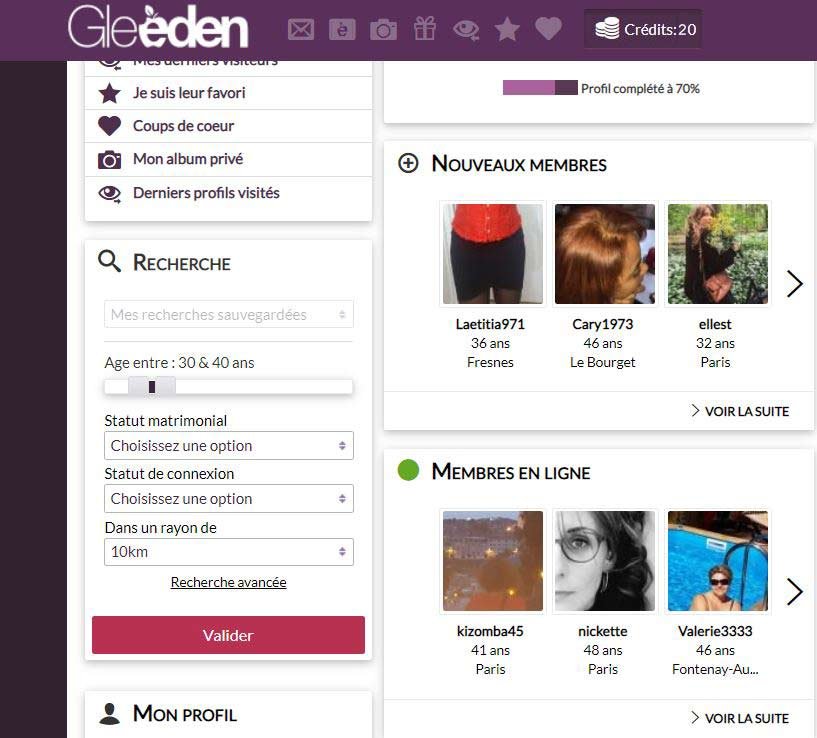 Capture d'écran 2 — Gleeden avis 2026 : le test complet du site n°1 des rencontres extra-conjugales