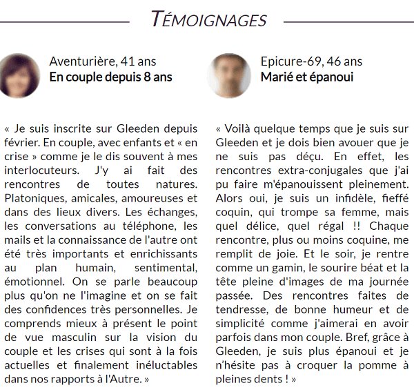 Capture d'écran 3 — Gleeden avis 2026 : le test complet du site n°1 des rencontres extra-conjugales