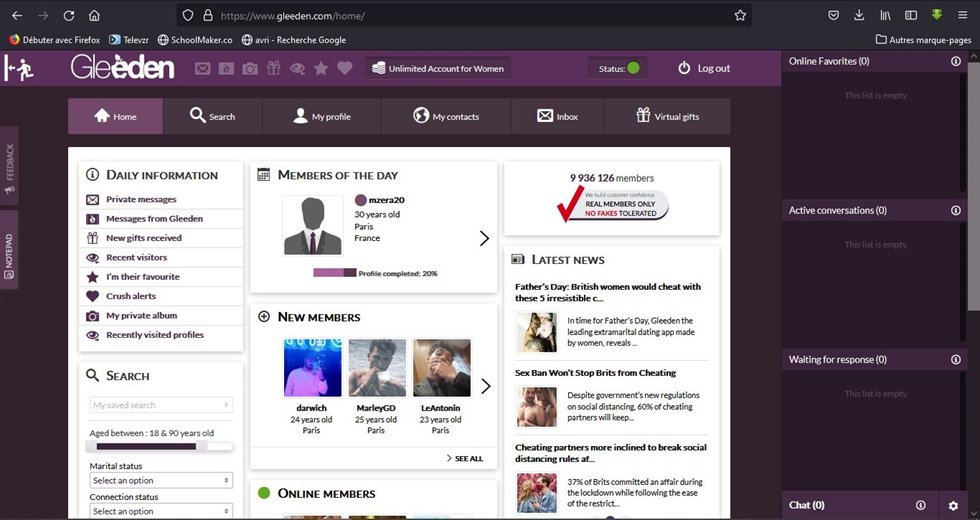 Capture d'écran 5 — Gleeden avis 2026 : le test complet du site n°1 des rencontres extra-conjugales